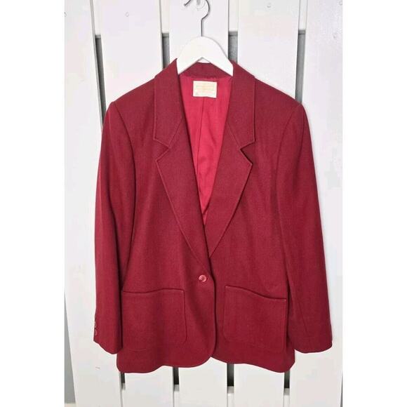 Pendleton Women Red Wool Blazer Jacket Dark Red 14 USA Academia Preppy Career - Picture 1 of 16